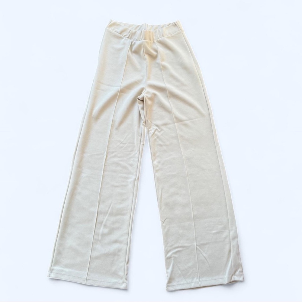 Cream Wide-Leg Pants
